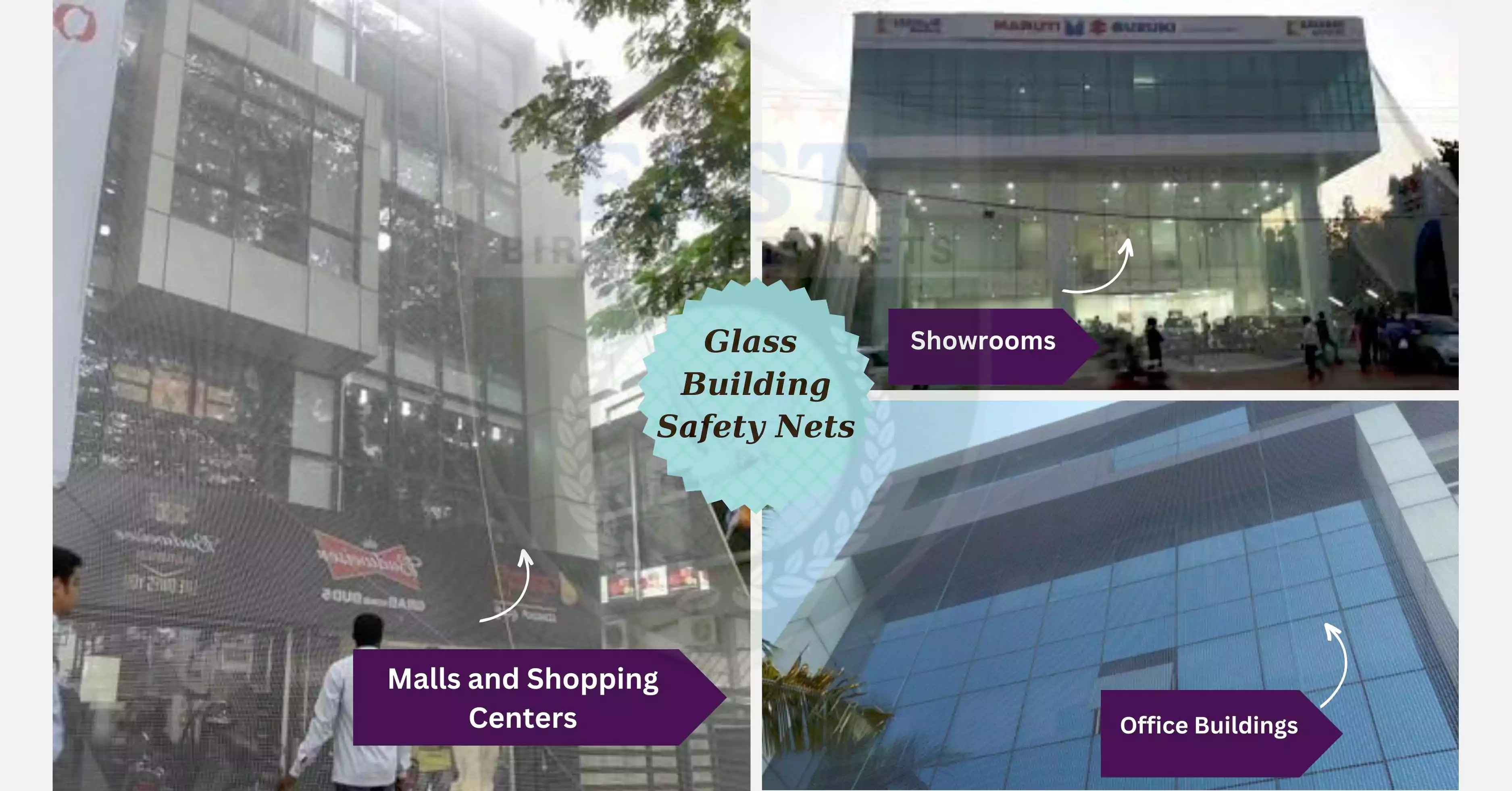 Glass Building Protection Safety Nets